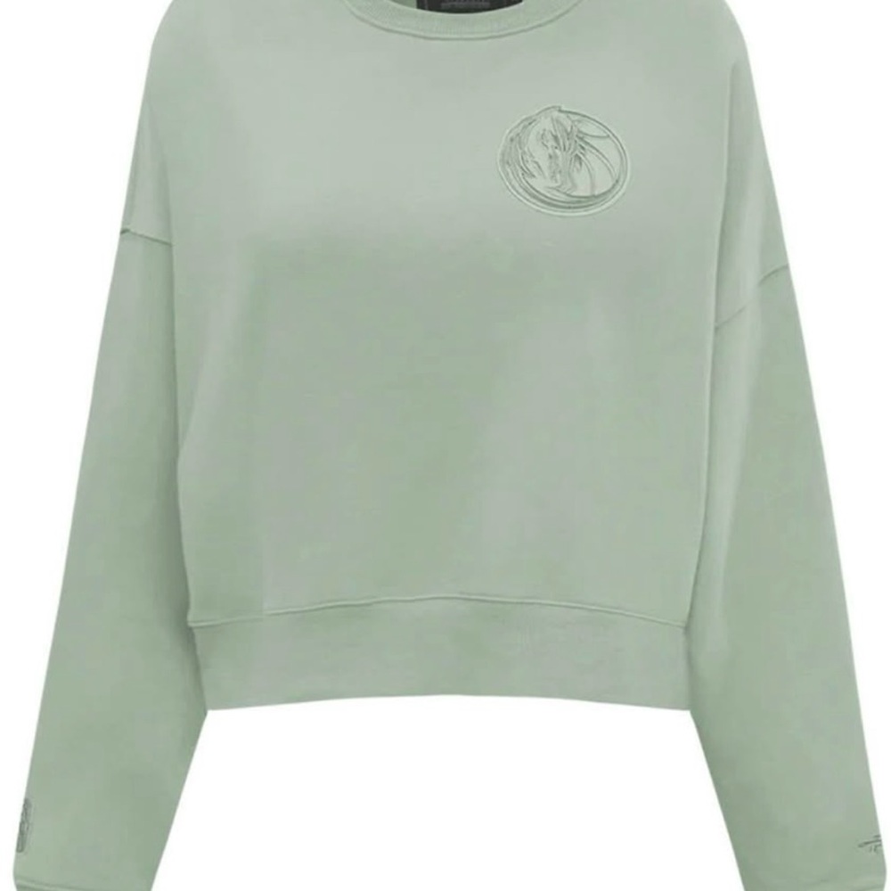DALLAS MAVERICKS PRO STANDARD WOMEN TAUPE HORSE HEAD CROPPED CREWNECK